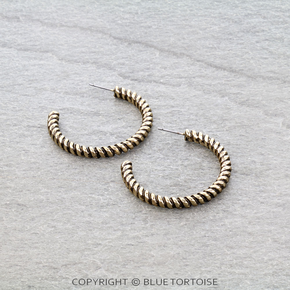 Western Twisted TXR Hoop Earrings - Large
