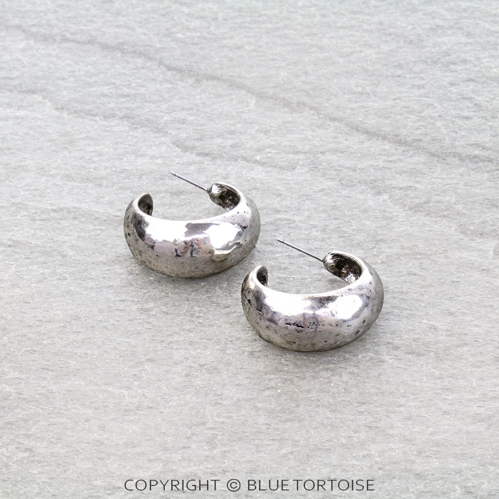 Western Hammered TXR Hoop Earrings - Small