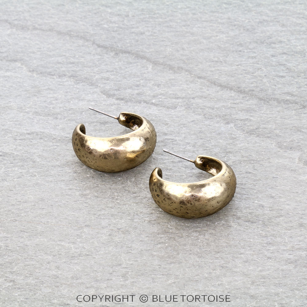 Western Hammered TXR Hoop Earrings - Small