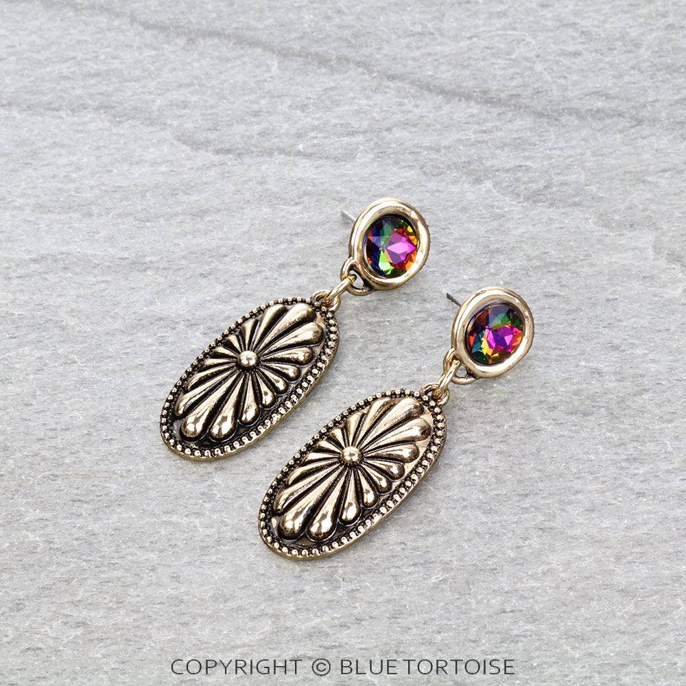 Western Oval Concho Stud Earrings