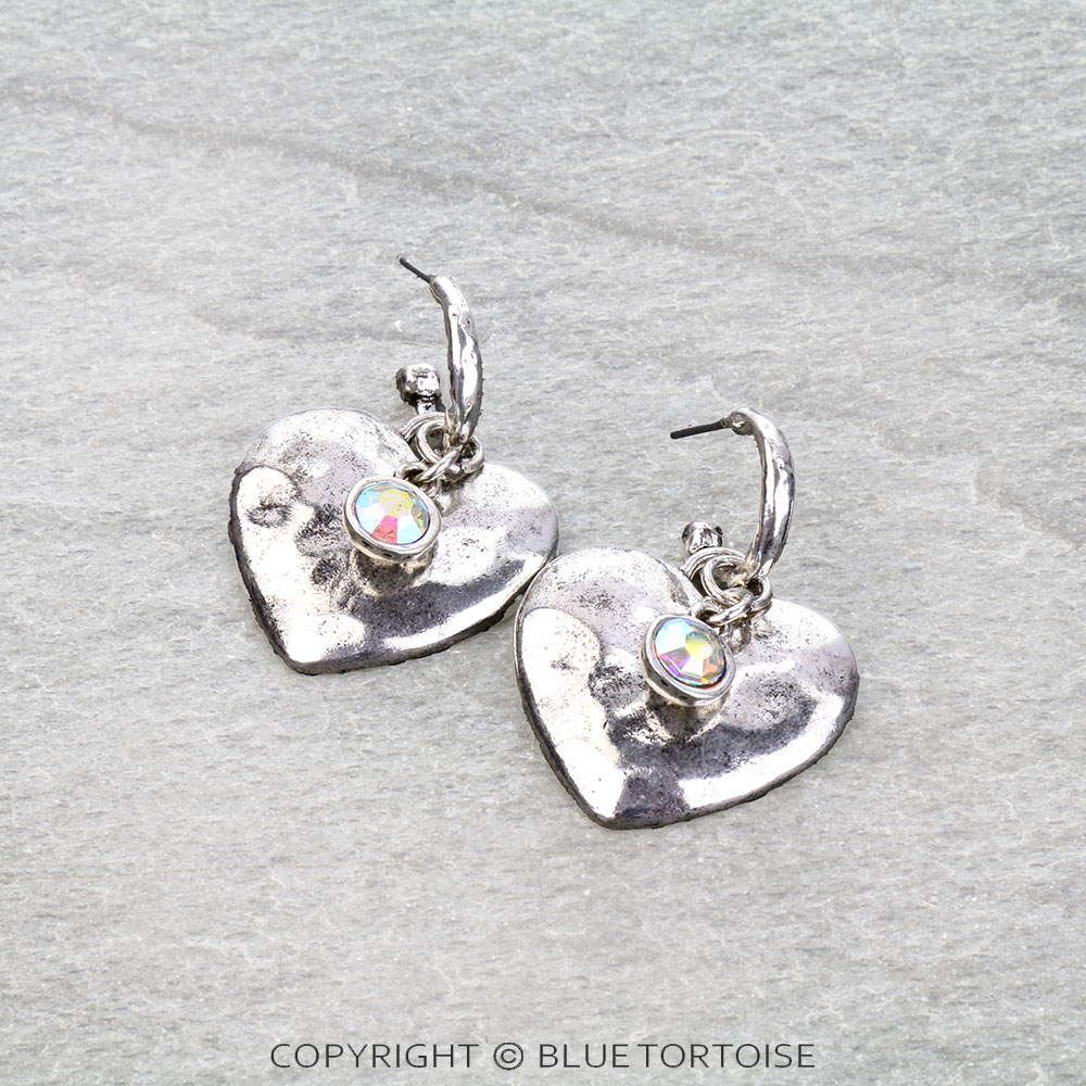 Western Hammered Heart Stud Earrings
