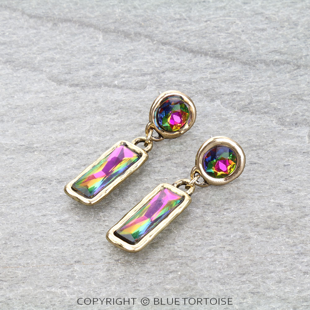 Western Bar Stone Stud Earrings