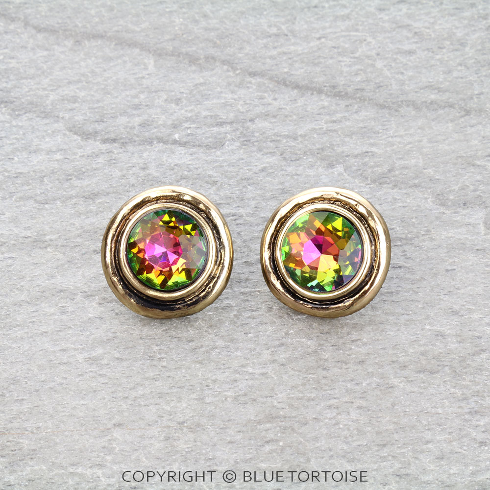 Western Round Stone Stud Earrings