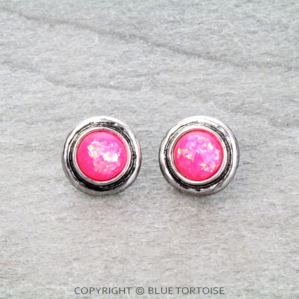 Western Round Stone Stud Earrings