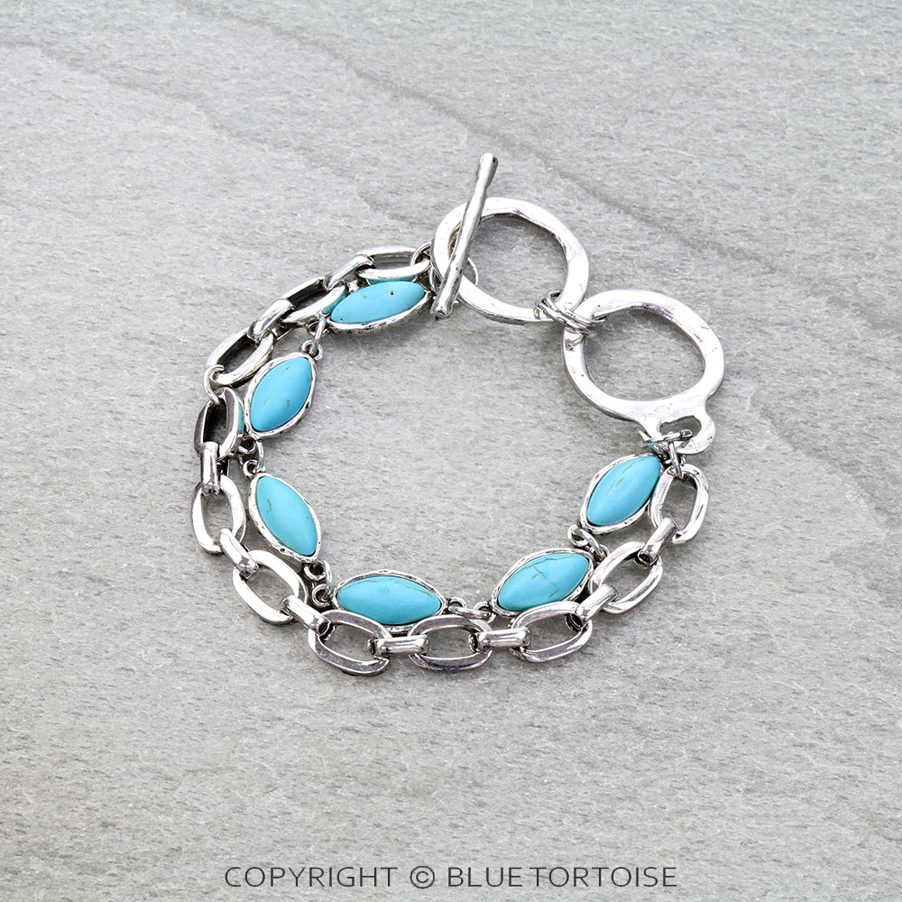 Western Oval Stone Toggle Bracelet