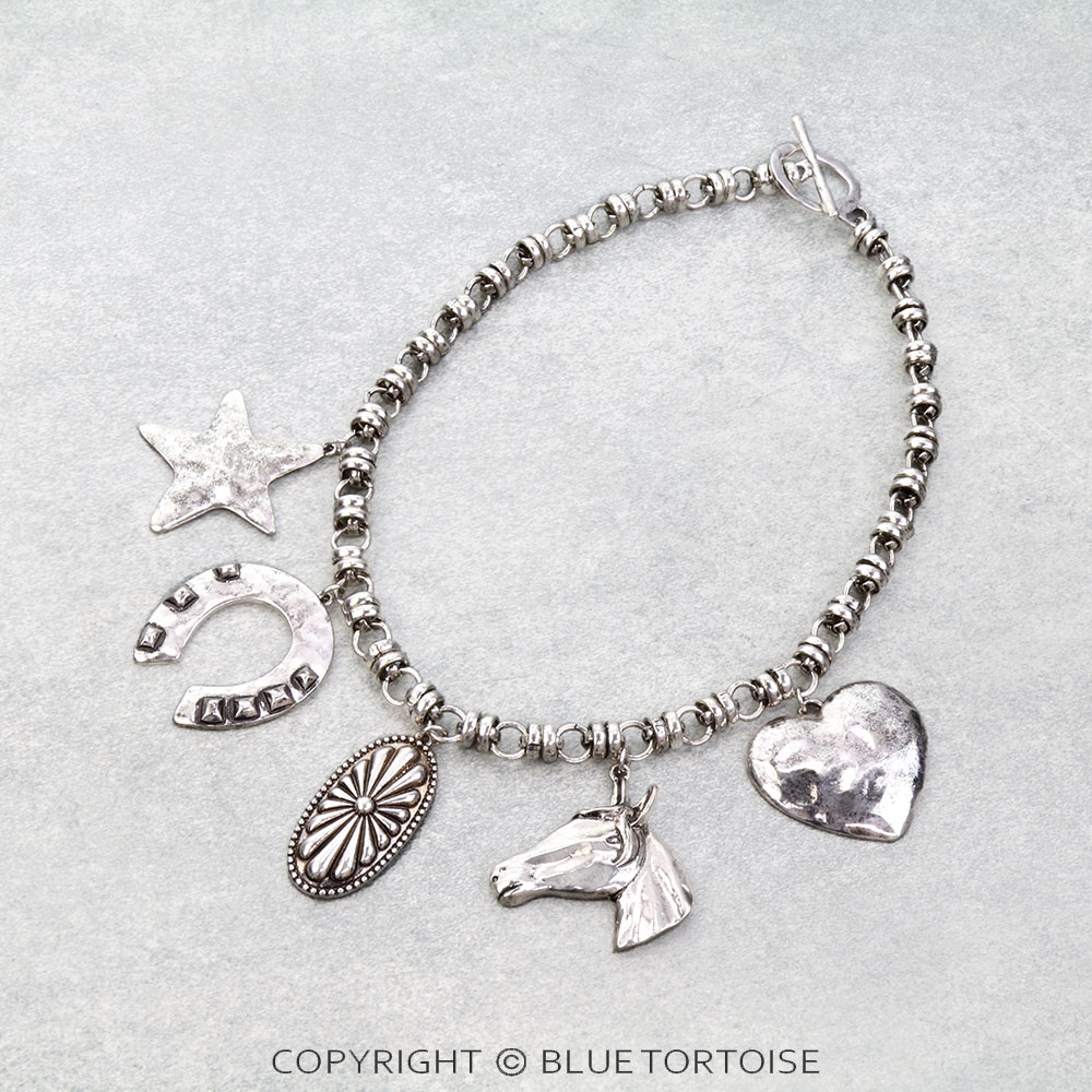 Western Concho Charm Toggle Necklace