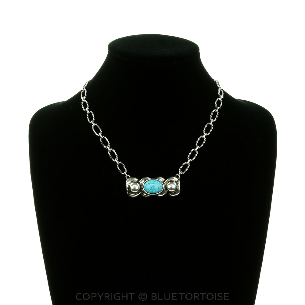 Western Concho Stone Bar Necklace - Image 2