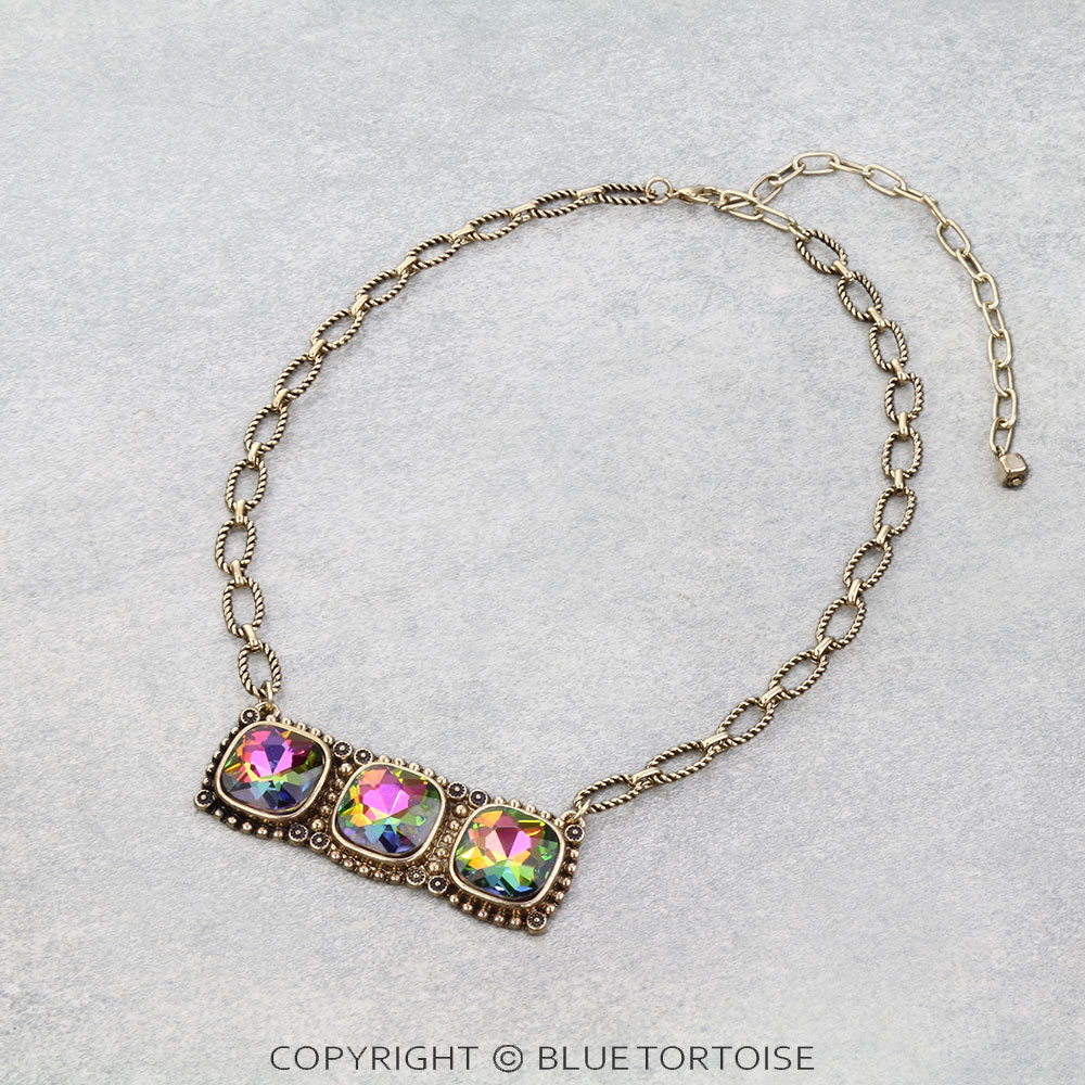 Western Square Stone Bar Necklace