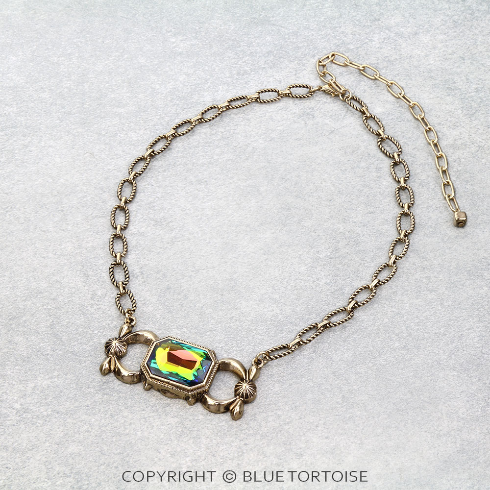 Western Squash Blossom Concho Stone Bar Necklace