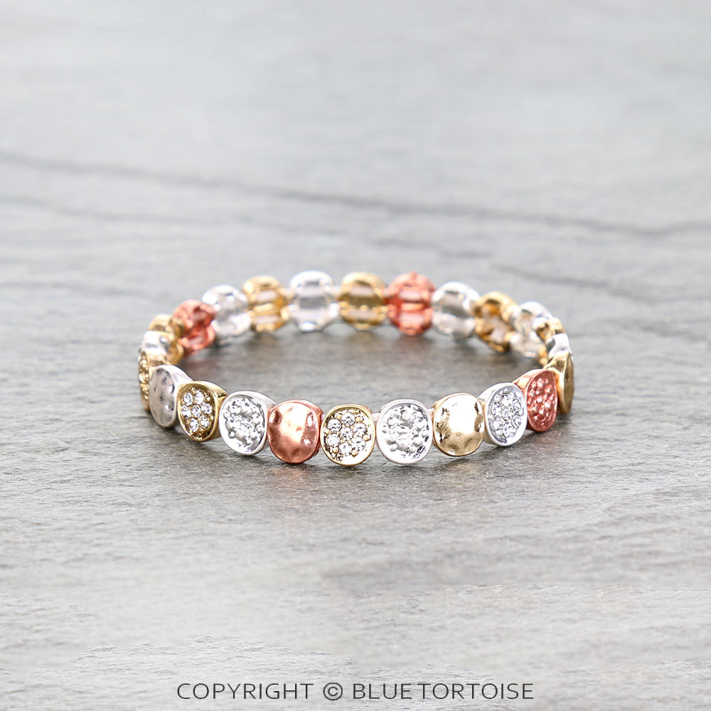 Hammered TXR Stone Stretch Bracelet