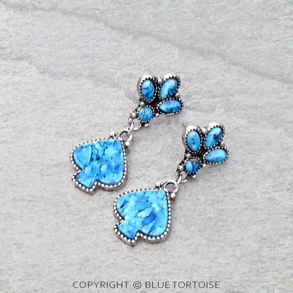 Western Spade Stone Stud Earrings