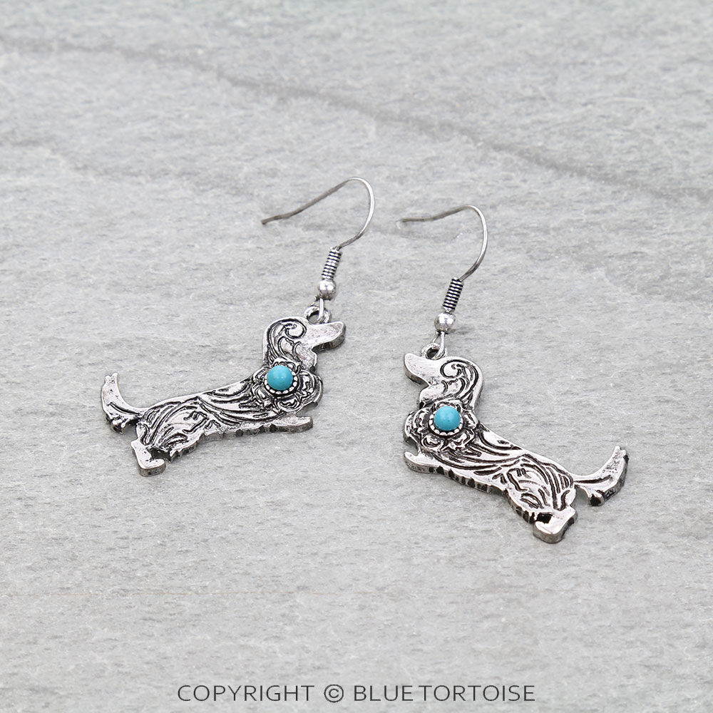 Filigree Dachshund Dangle Earrings