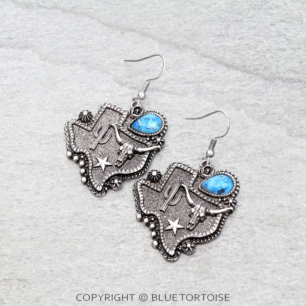 Western Texas Map Dangle Earrings