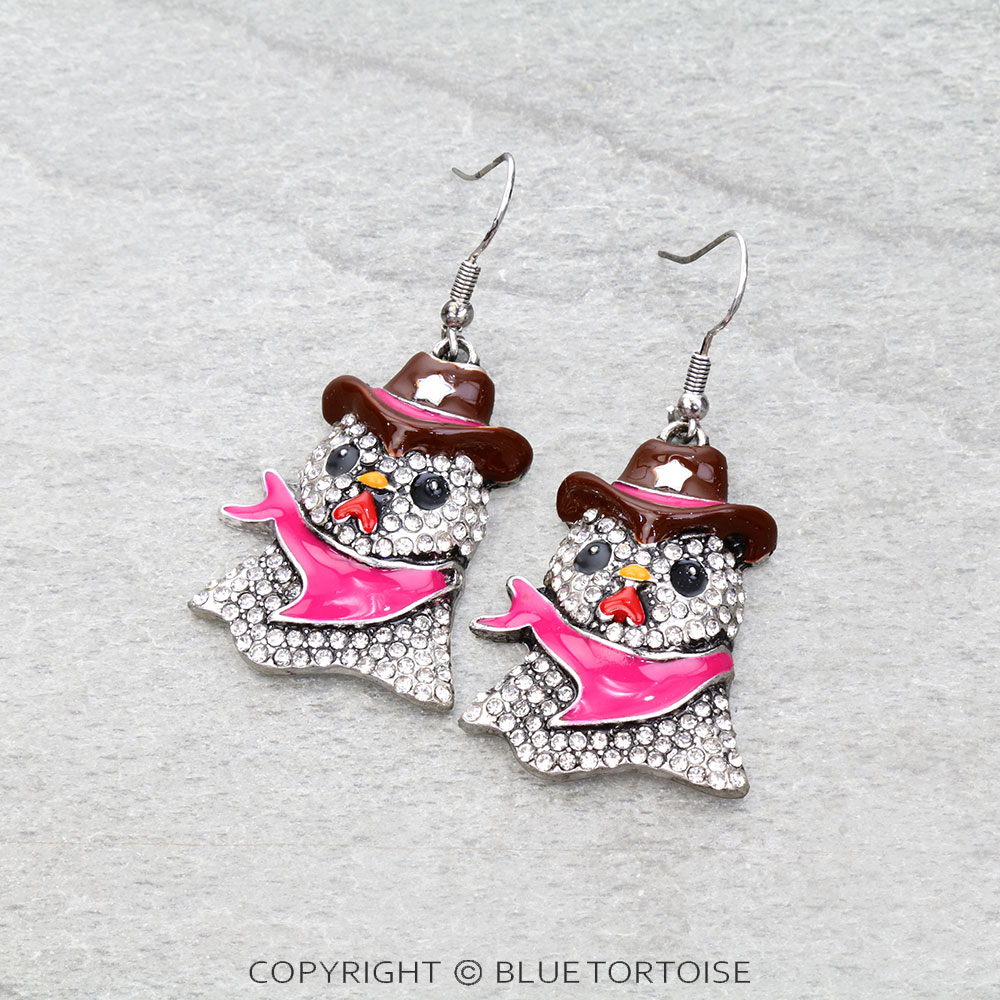 Western Cowboy Chicken Dangle Earrings