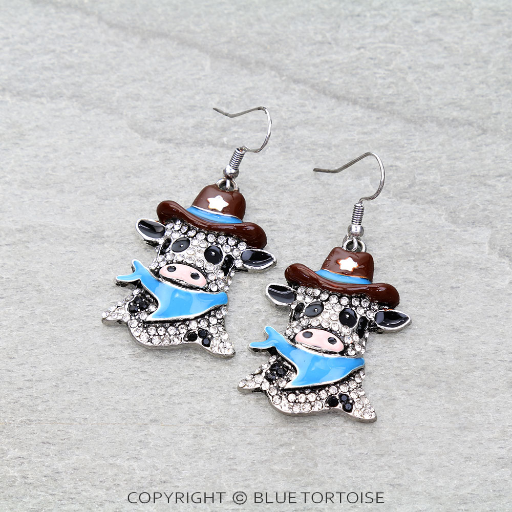 Western Cowboy Cow Dangle Earrings