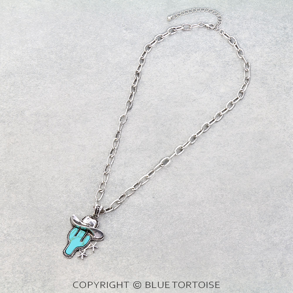 Western Cowboy Hat Cactus Necklace