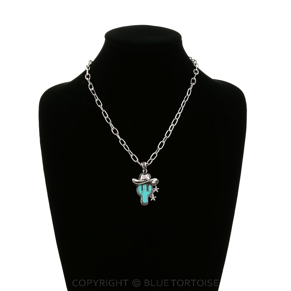 Western Cowboy Hat Cactus Necklace - Image 2