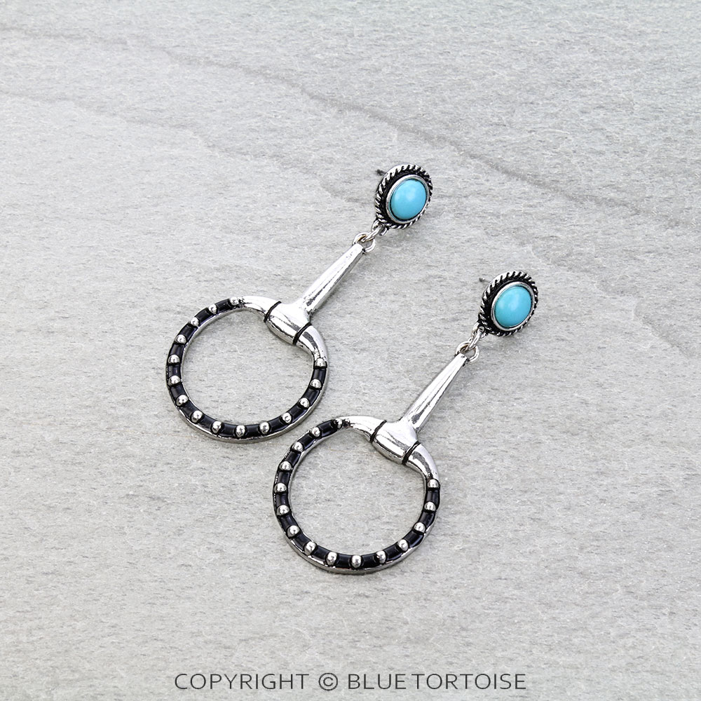 Western Ball TXR Horsebit Stone Stud Earrings