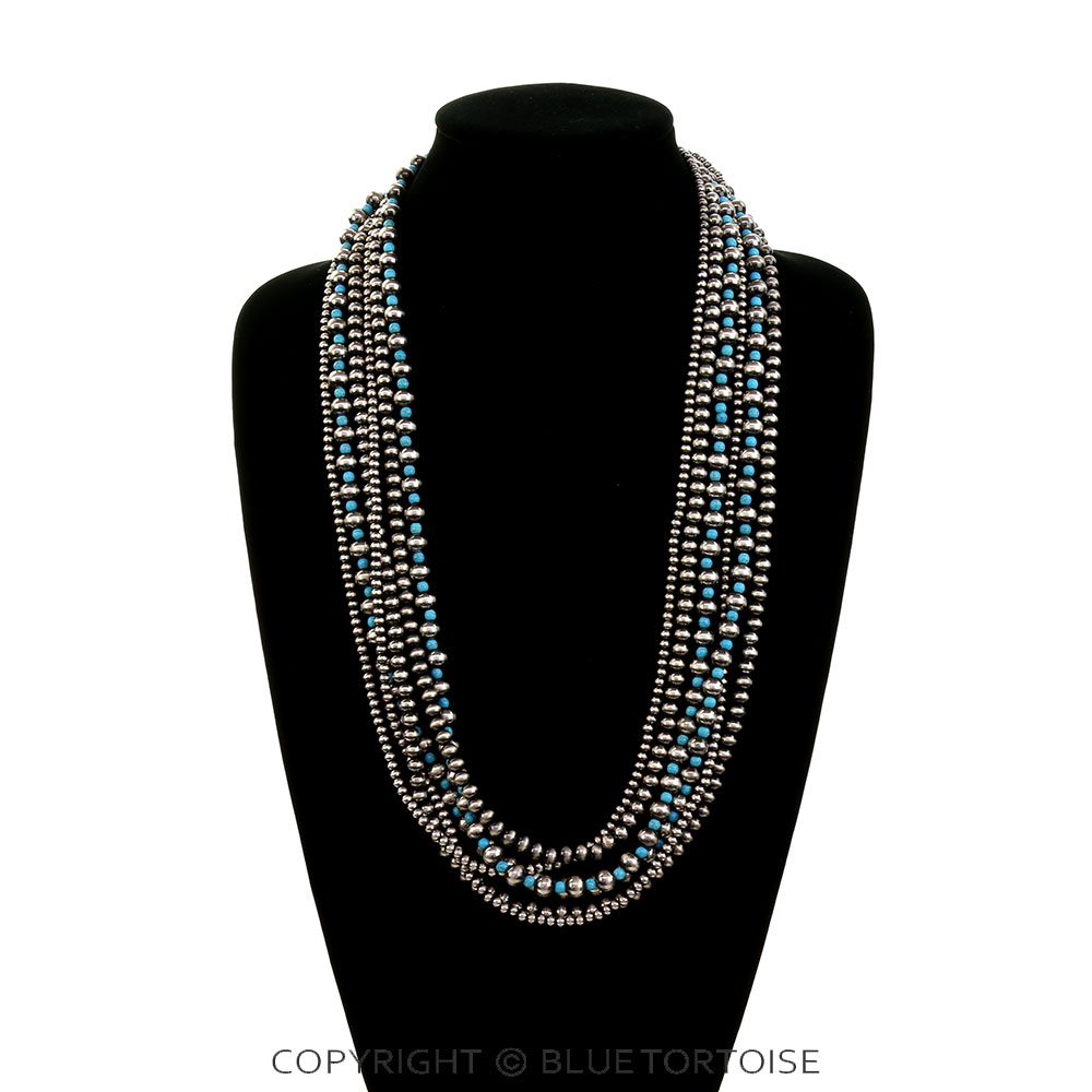 60" Navajo Style Pearl Multi Strands Necklace - Image 3