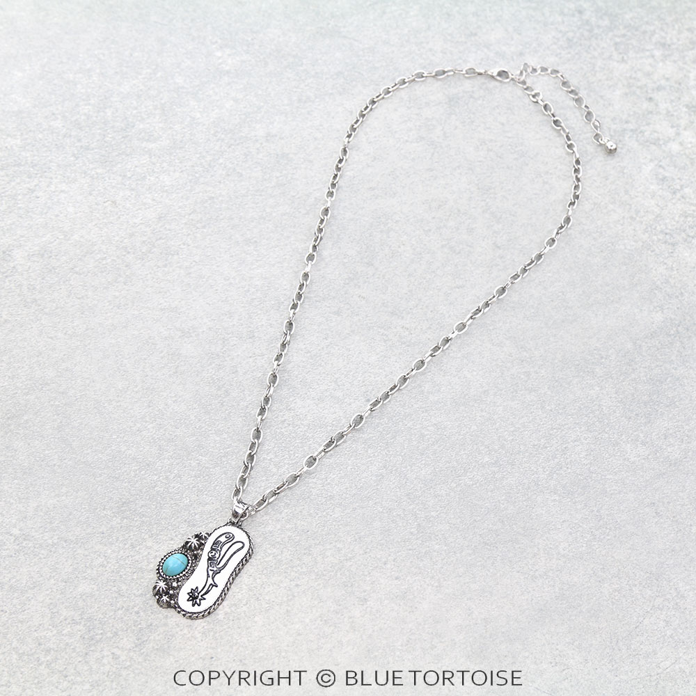 Western Cowboy Boots Saddle Print Necklace