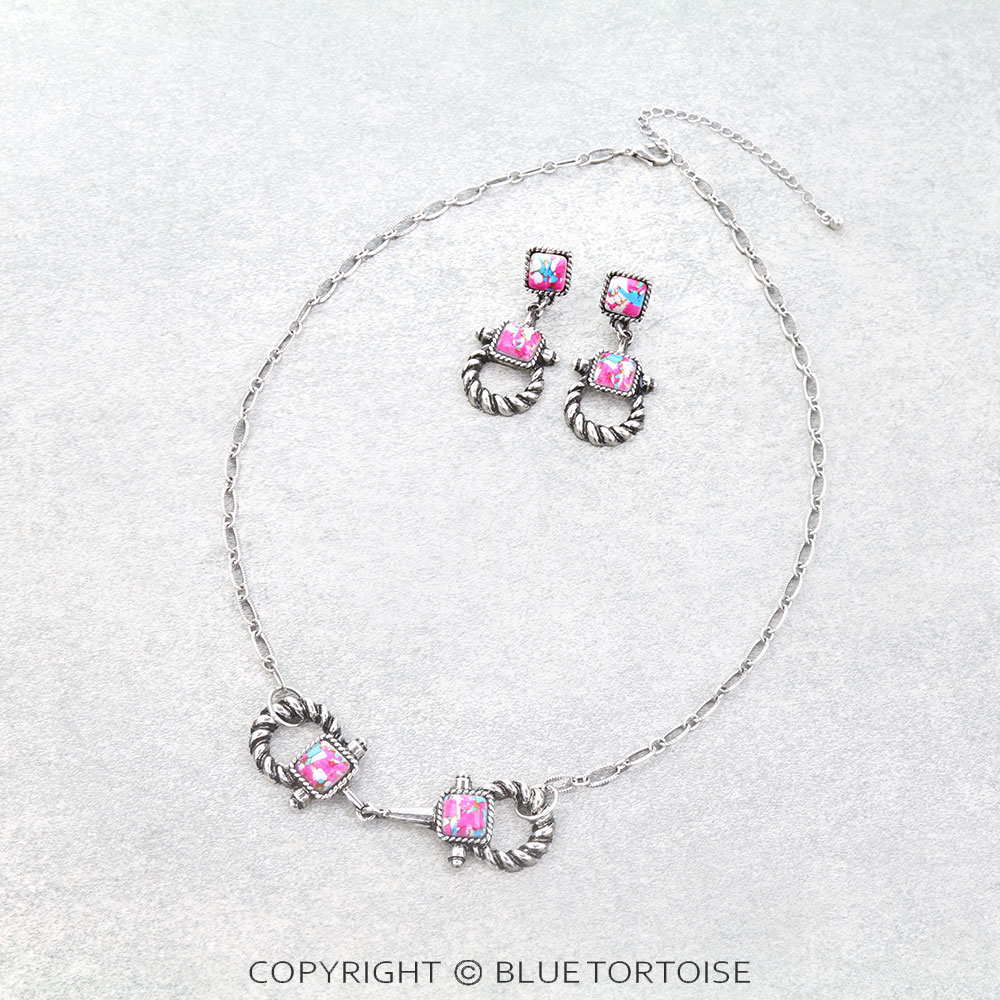 Western Twisted TXR Horsebit Necklace Set