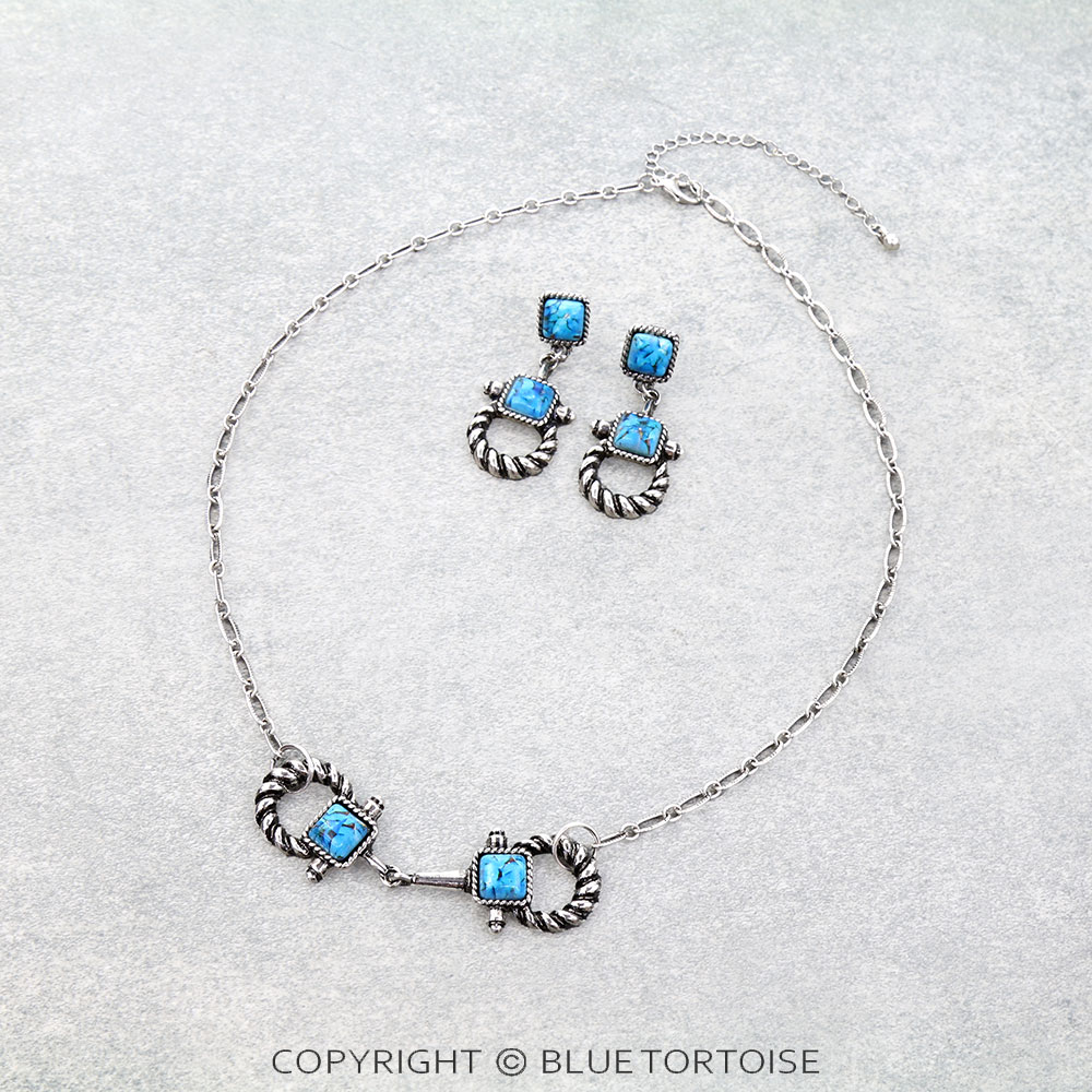 Western Twisted TXR Horsebit Necklace Set