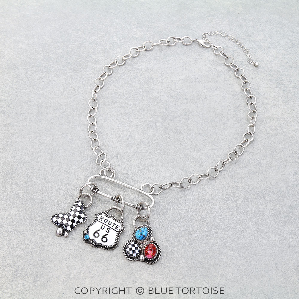 Western Route 66 Multi Pendant Necklace