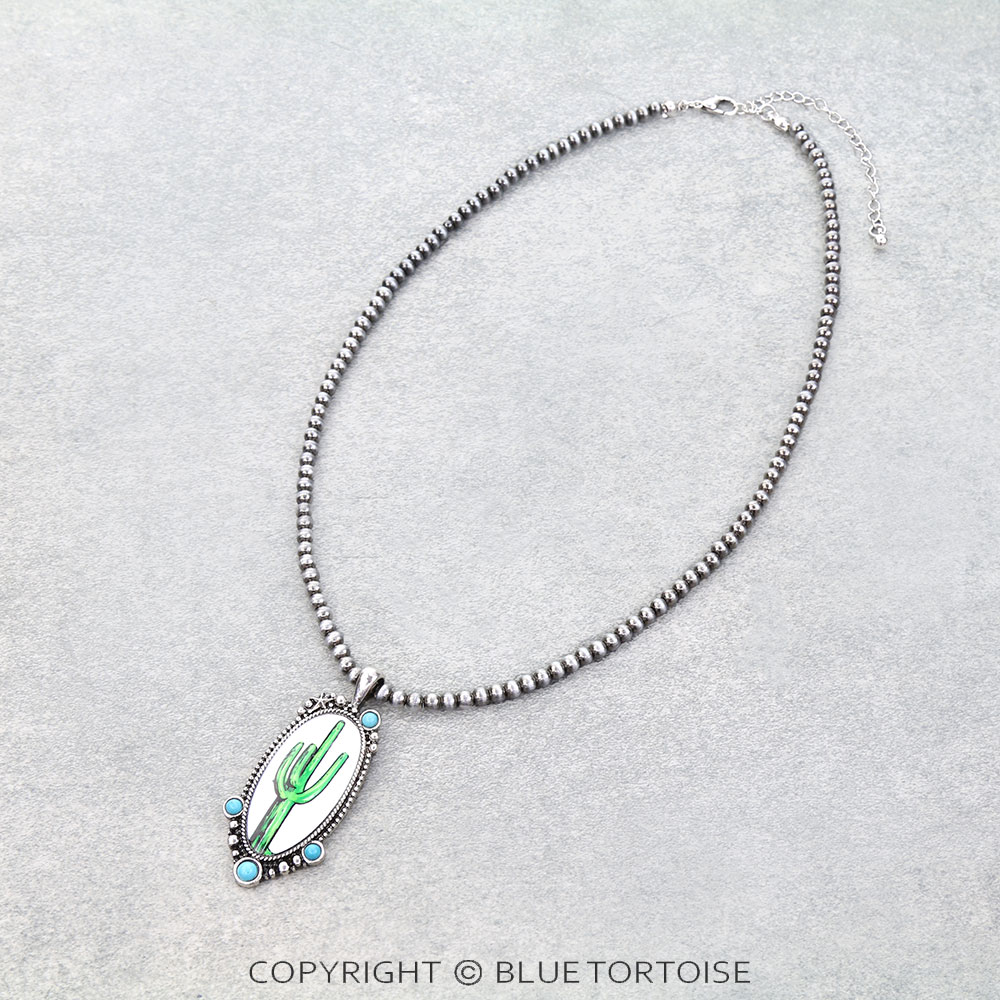 Western Cactus Print Necklace