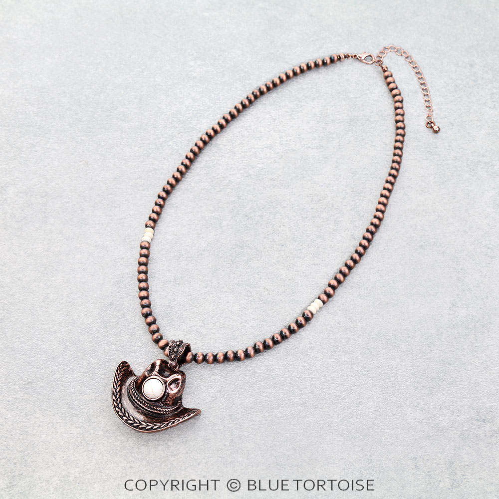 Western Cowboy Hat Stone Necklace