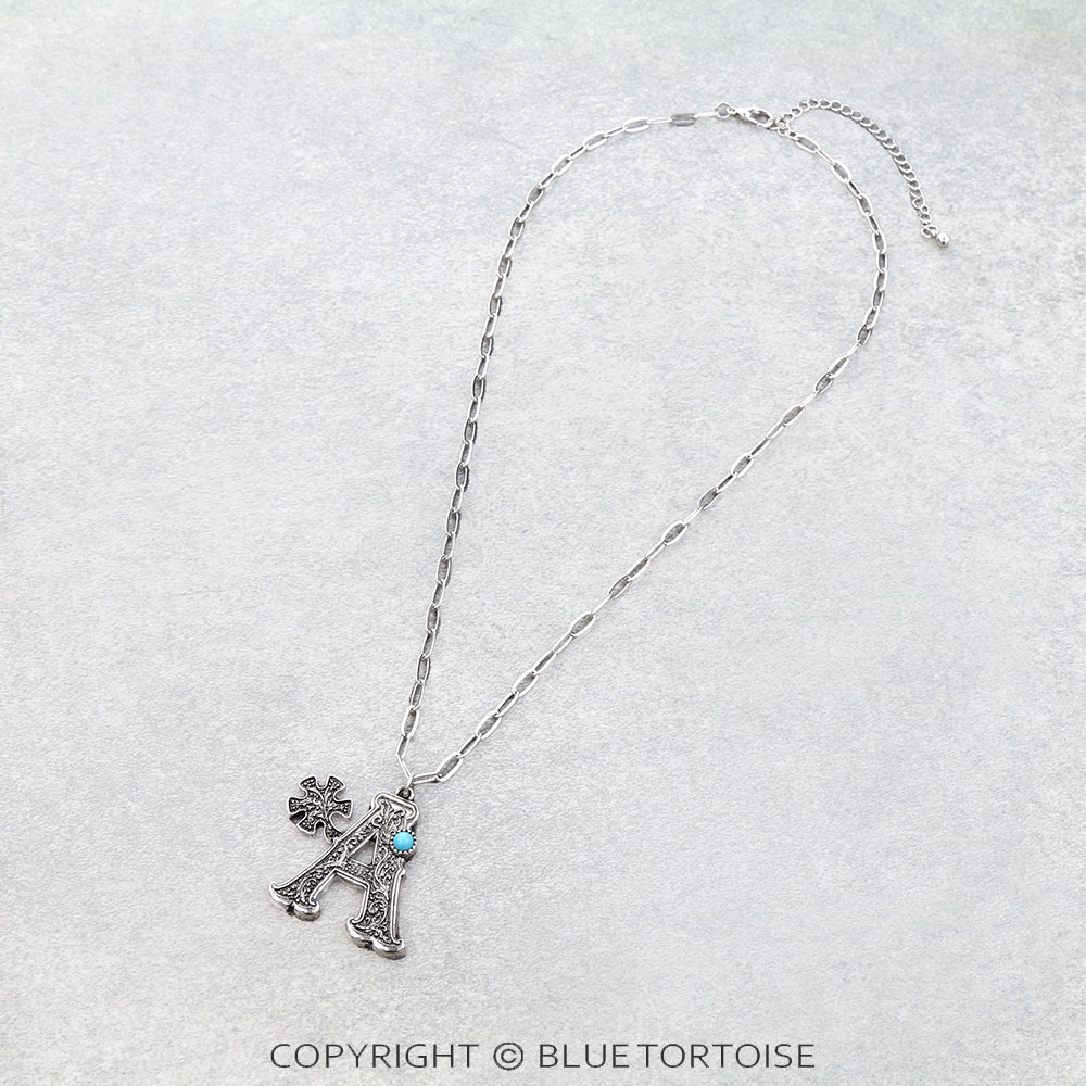 Western Filigree Spur Initial Necklace