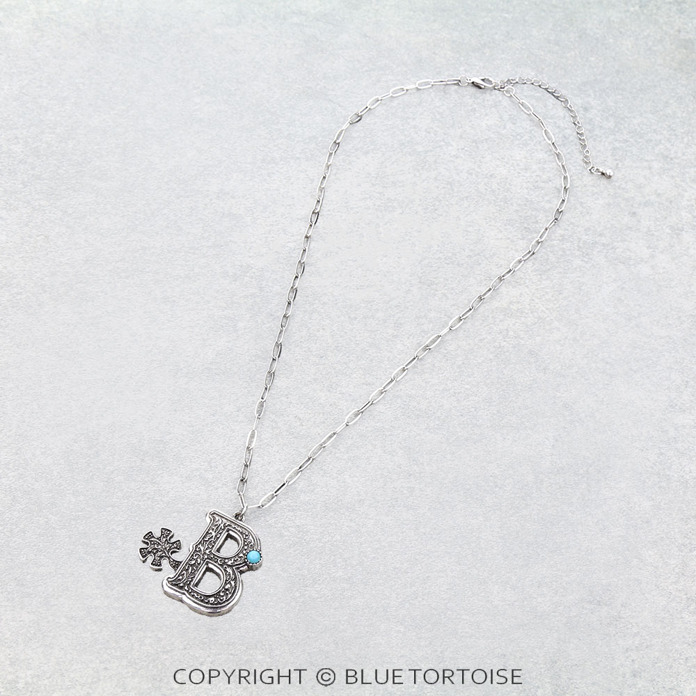 Western Filigree Spur Initial Necklace