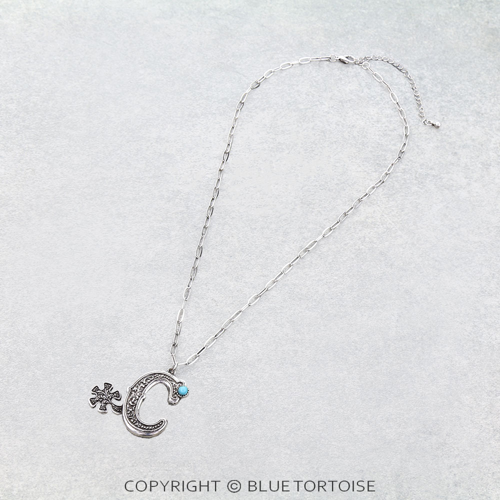 Western Filigree Spur Initial Necklace