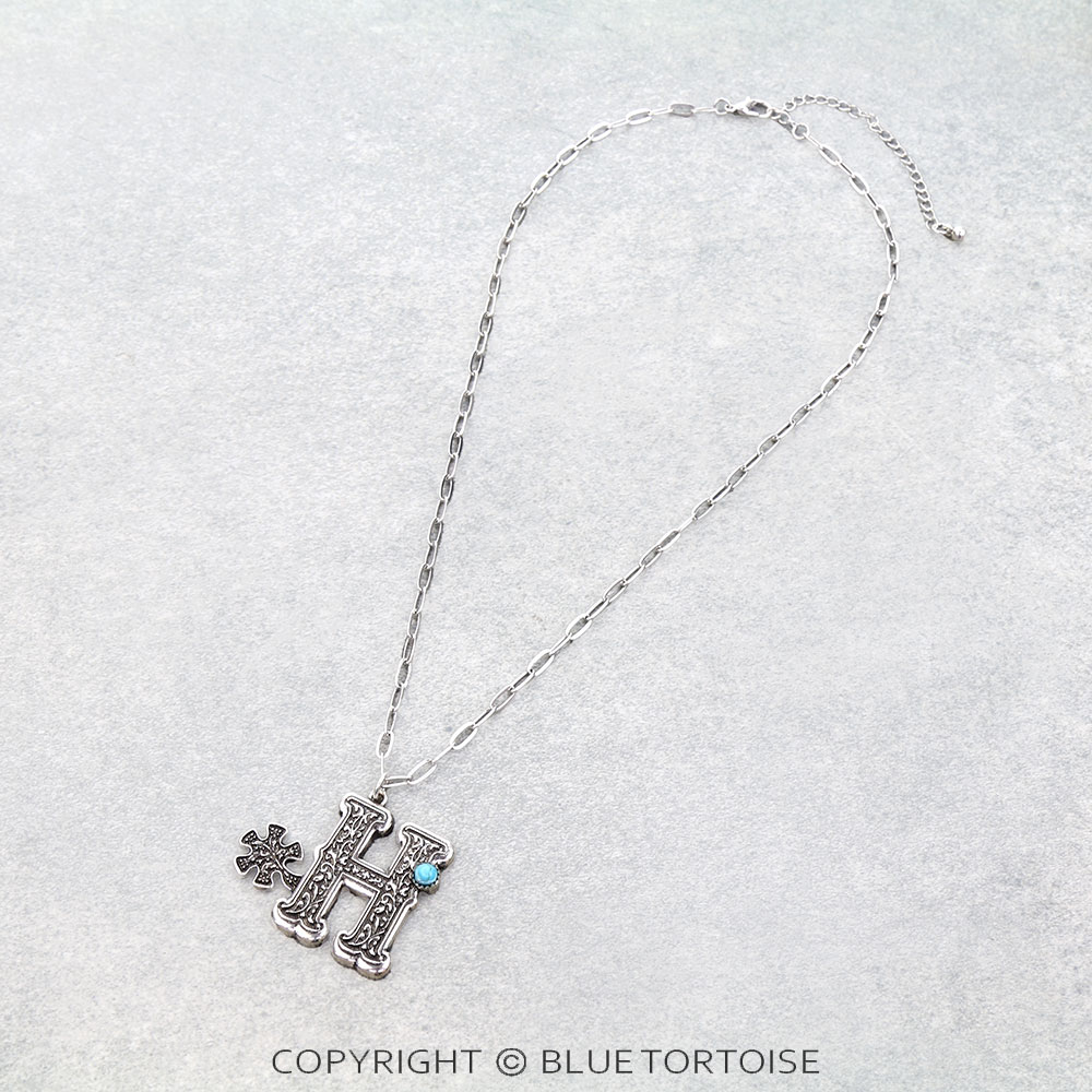 Western Filigree Spur Initial Necklace
