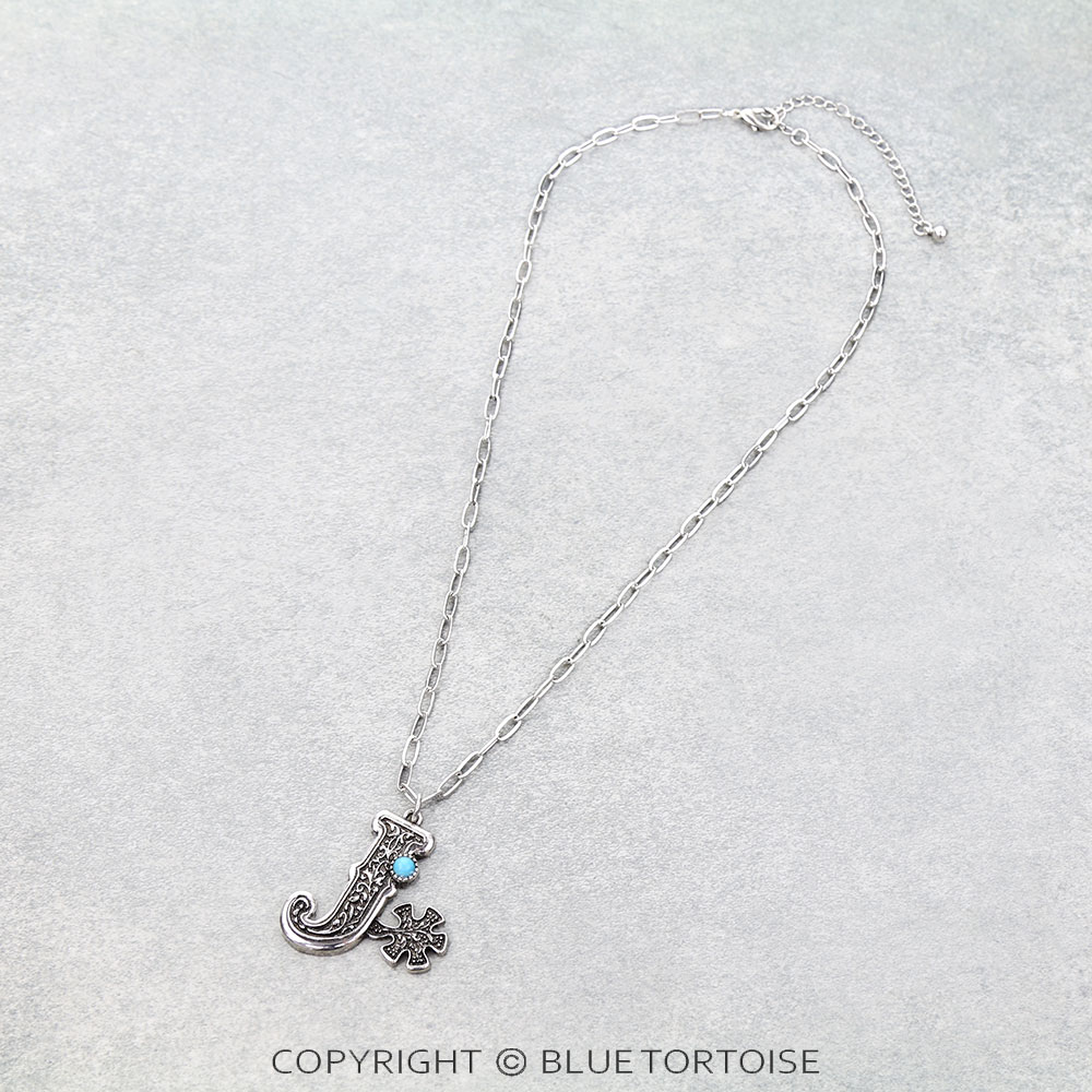 Western Filigree Spur Initial Necklace