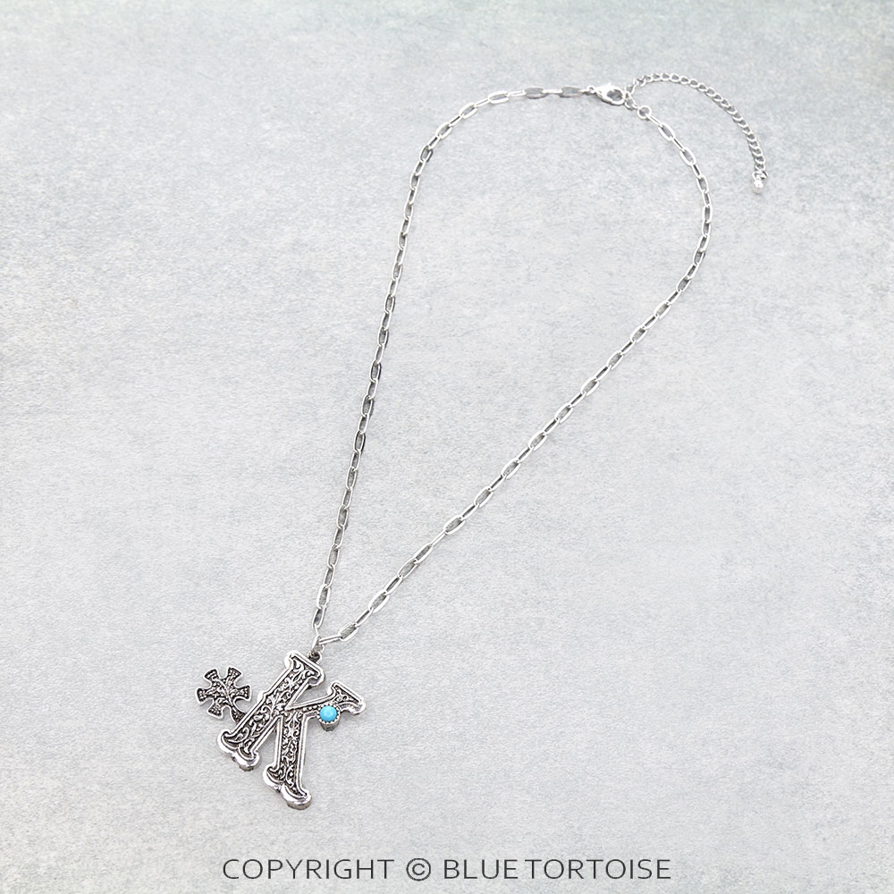 Western Filigree Spur Initial Necklace