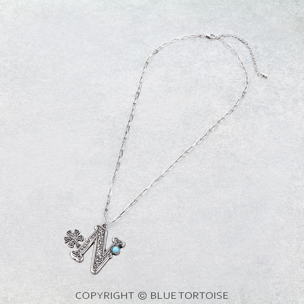 Western Filigree Spur Initial Necklace