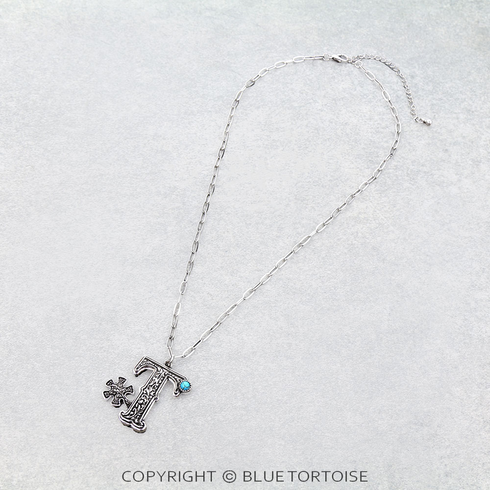 Western Filigree Spur Initial Necklace