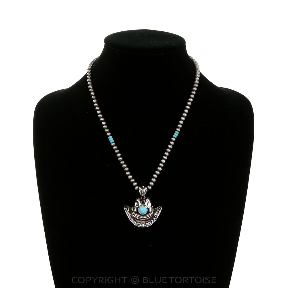 Western Cowboy Hat Stone Necklace - Image 2