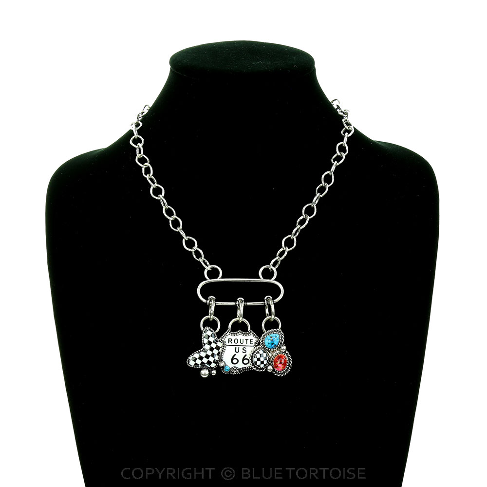 Western Route 66 Multi Pendant Necklace - Image 2