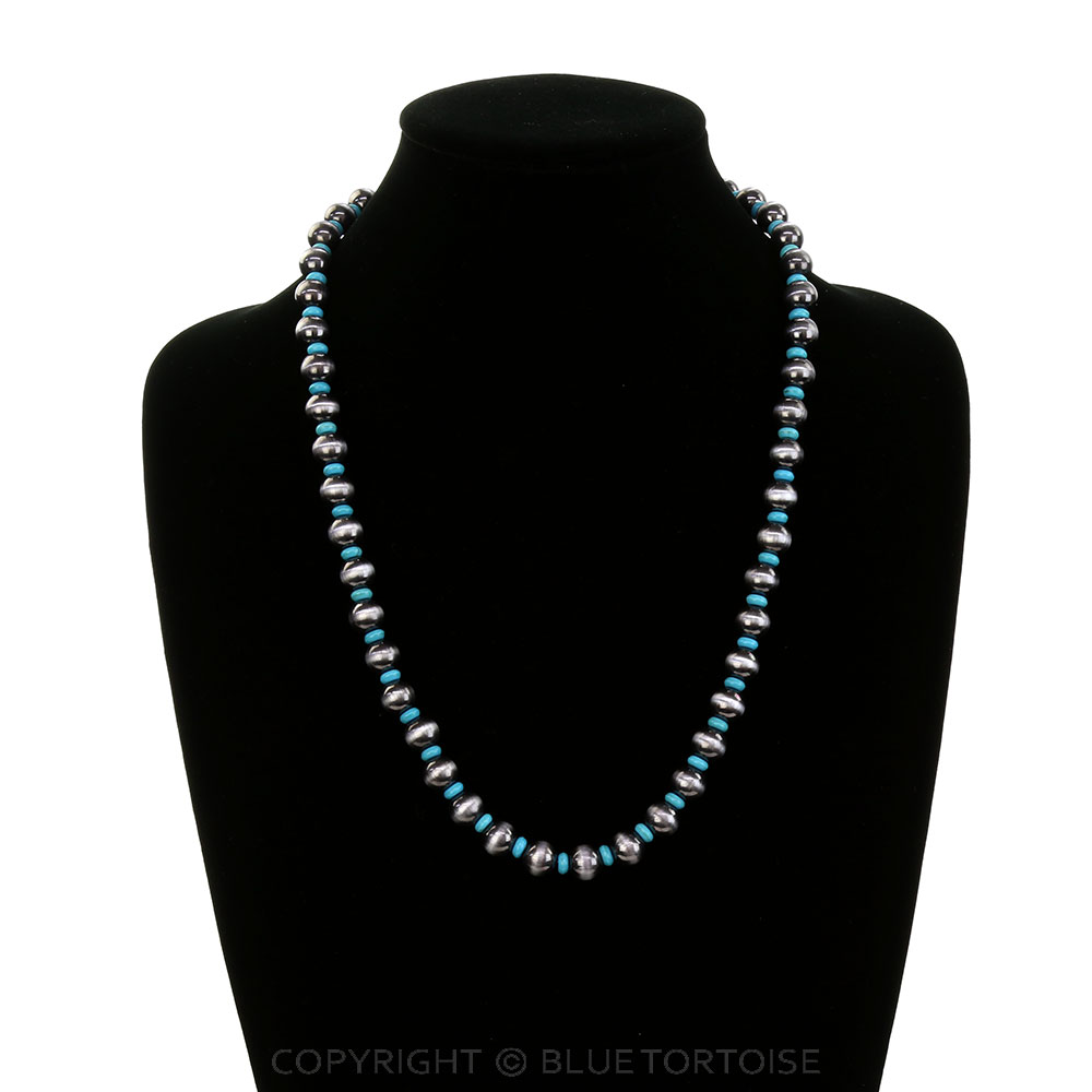 Navajo Style Pearl & Bead Necklace - Image 2