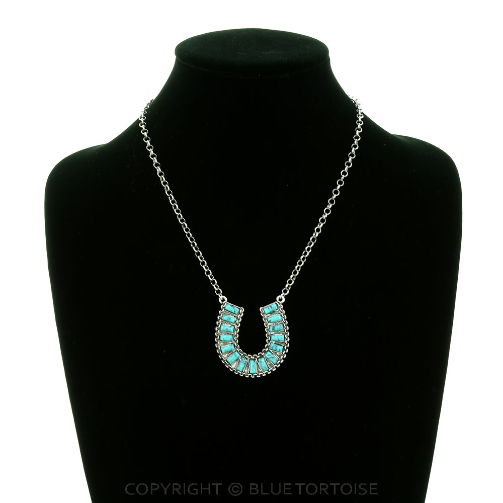 Western Horseshoe Stone Chain Necklace - Image 2