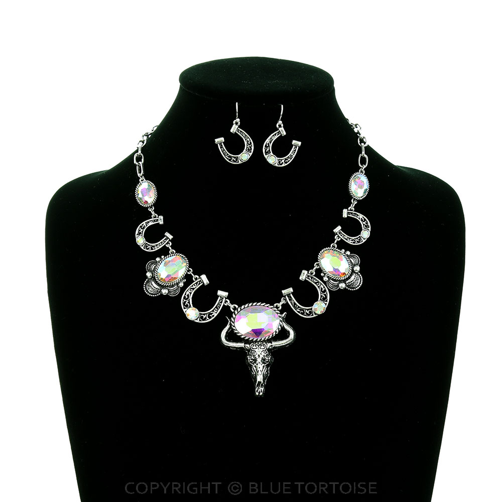 Western Steer Skull Necklace Set - Image 2