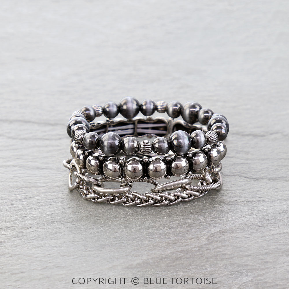 Navajo Style Pearl & Chain Bracelets