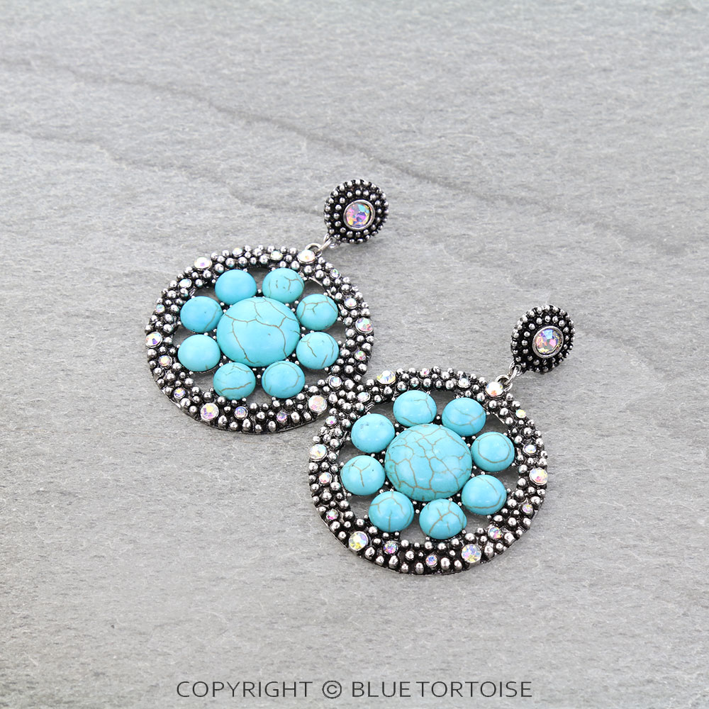 Western Ball TXR Stone Stud Earrings