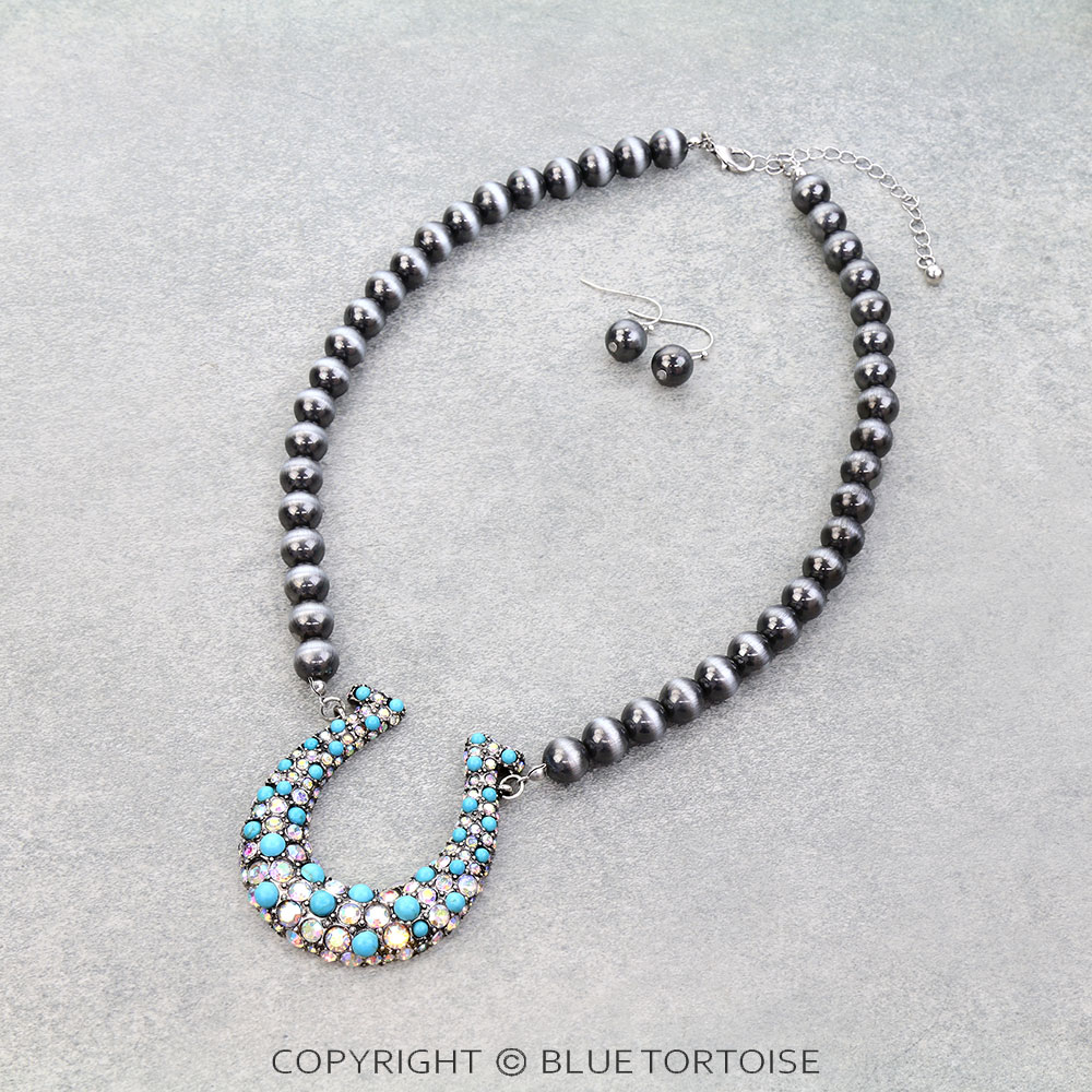 Western Horsehoe Stone Necklace Set
