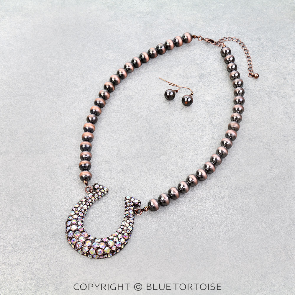 Western Horsehoe Stone Necklace Set