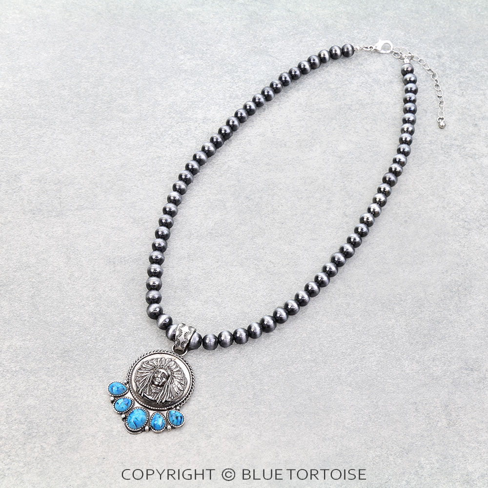 Western Indian Head Stone Necklace