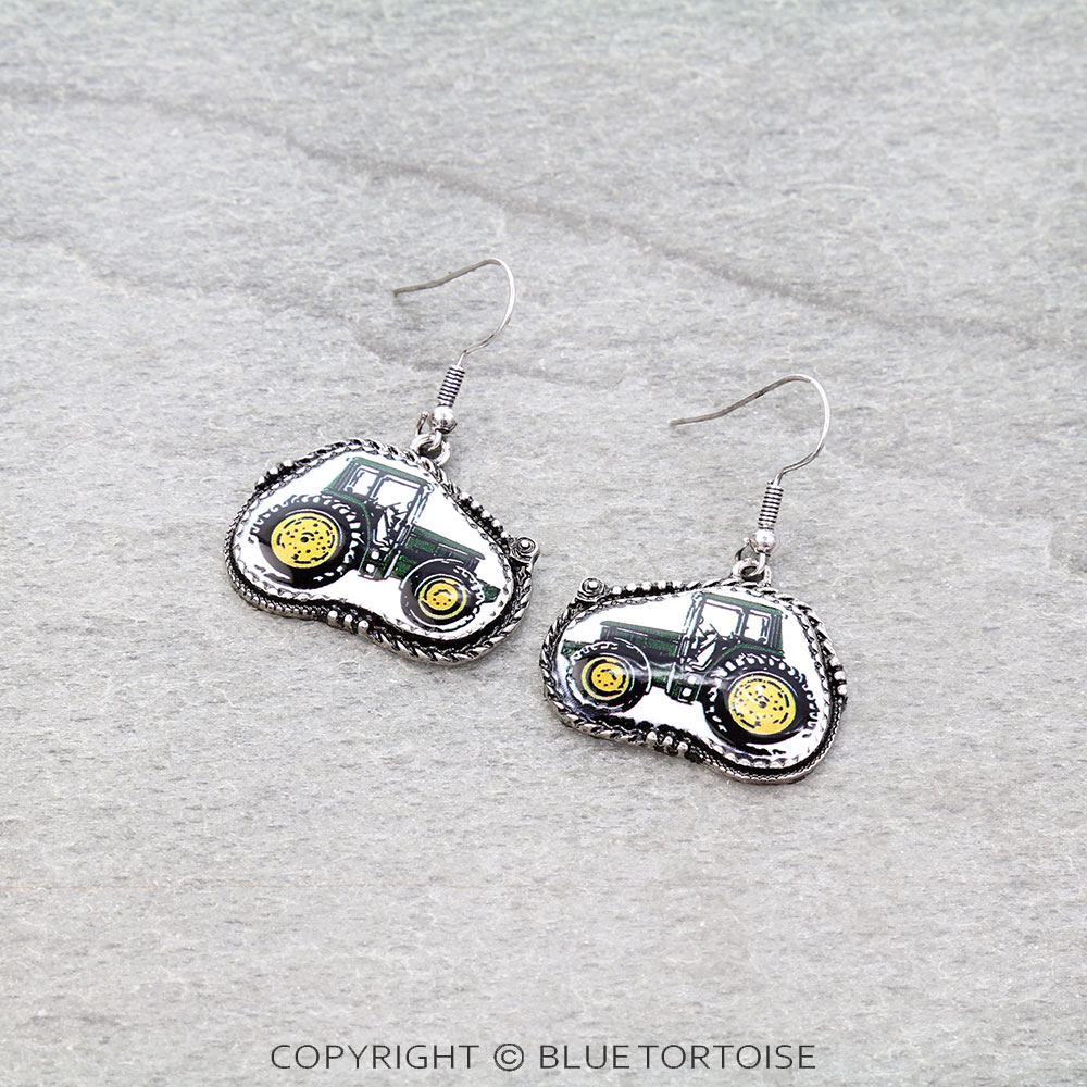 Western Tractor Enamel Dangle Earrings
