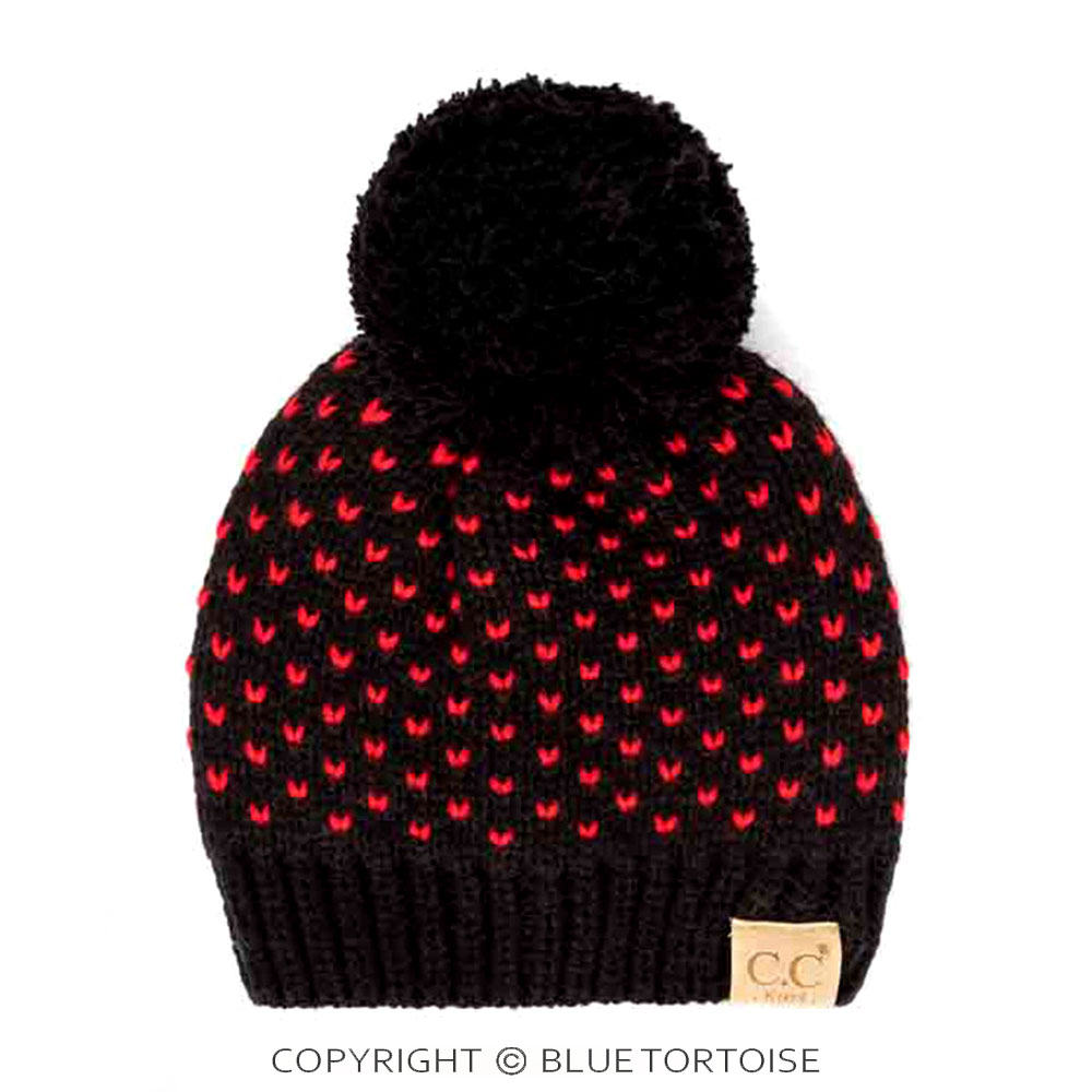 C.C Kids Heart Beanie with Knit Pom