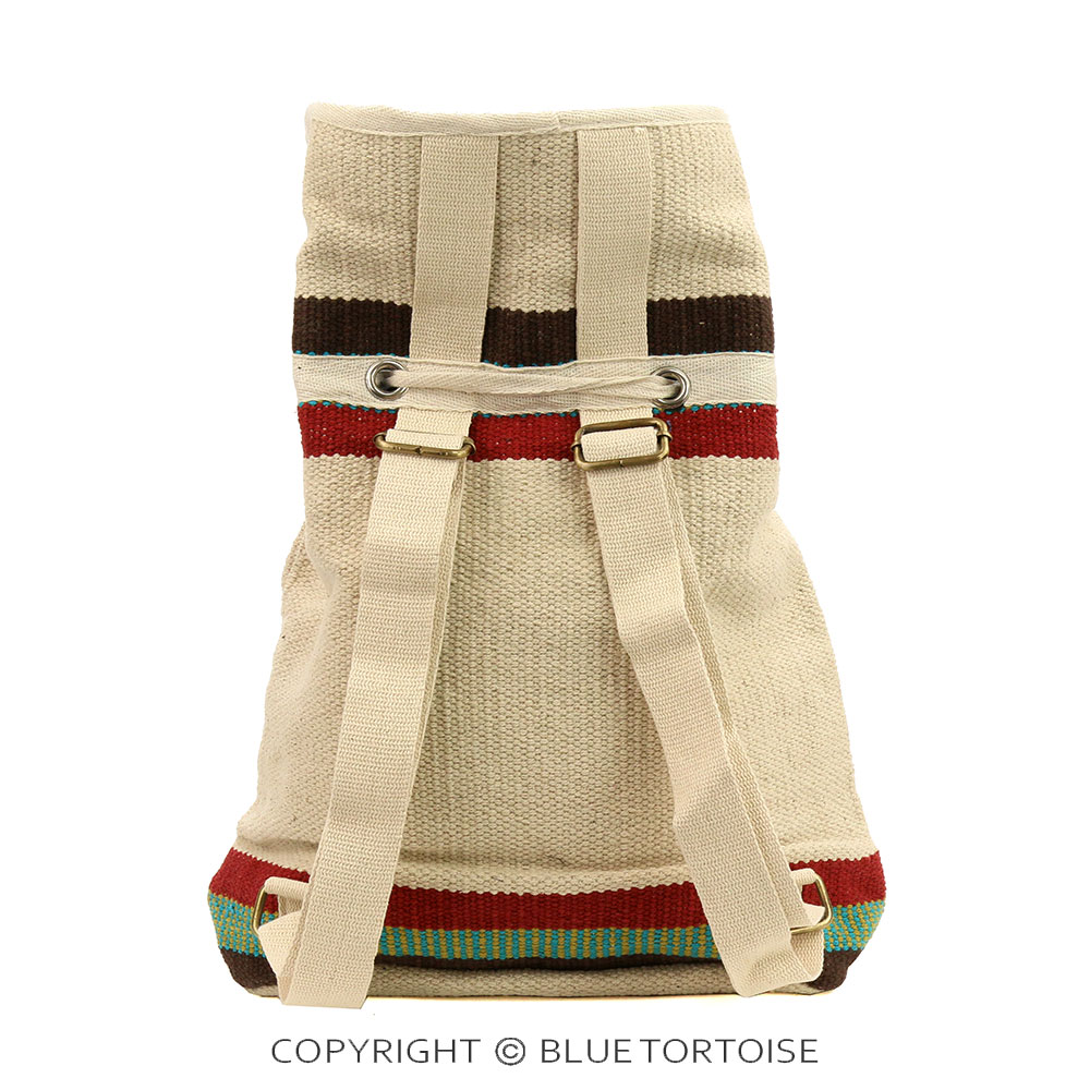 Handmade Aztec Pattern Cotton Handloom Drawstring Backpack - Image 2